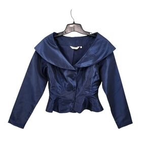 Next Collection Women's Poly Satin Wide Collar Button Front Top - 10